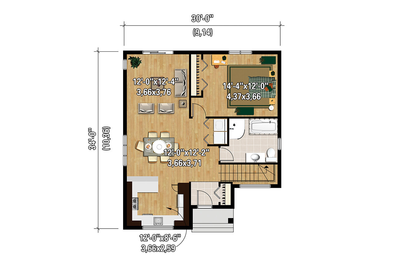 Modern House Plan - 17250 - 1st Floor Plan