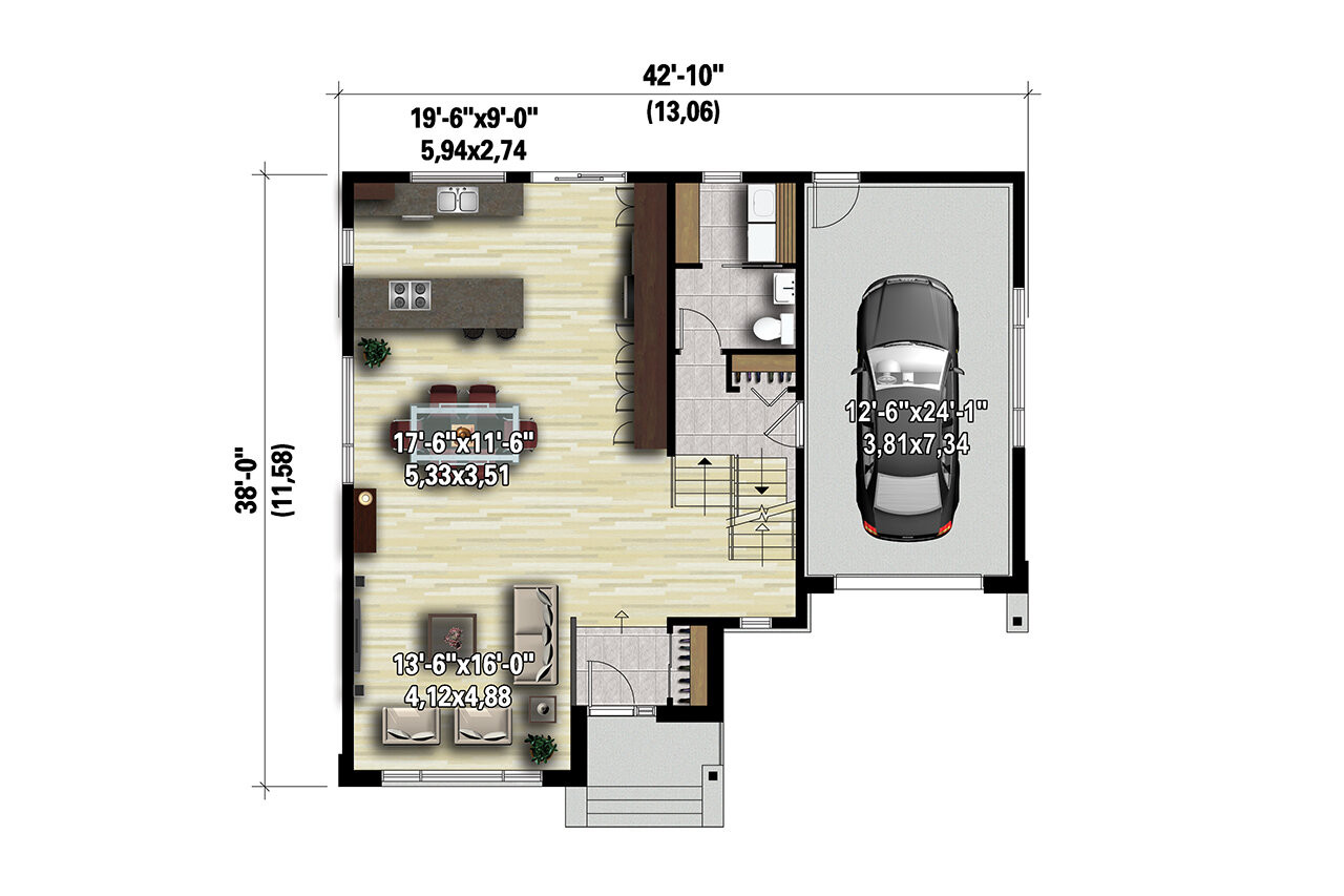 Modern House Plan - 97445 - 1st Floor Plan
