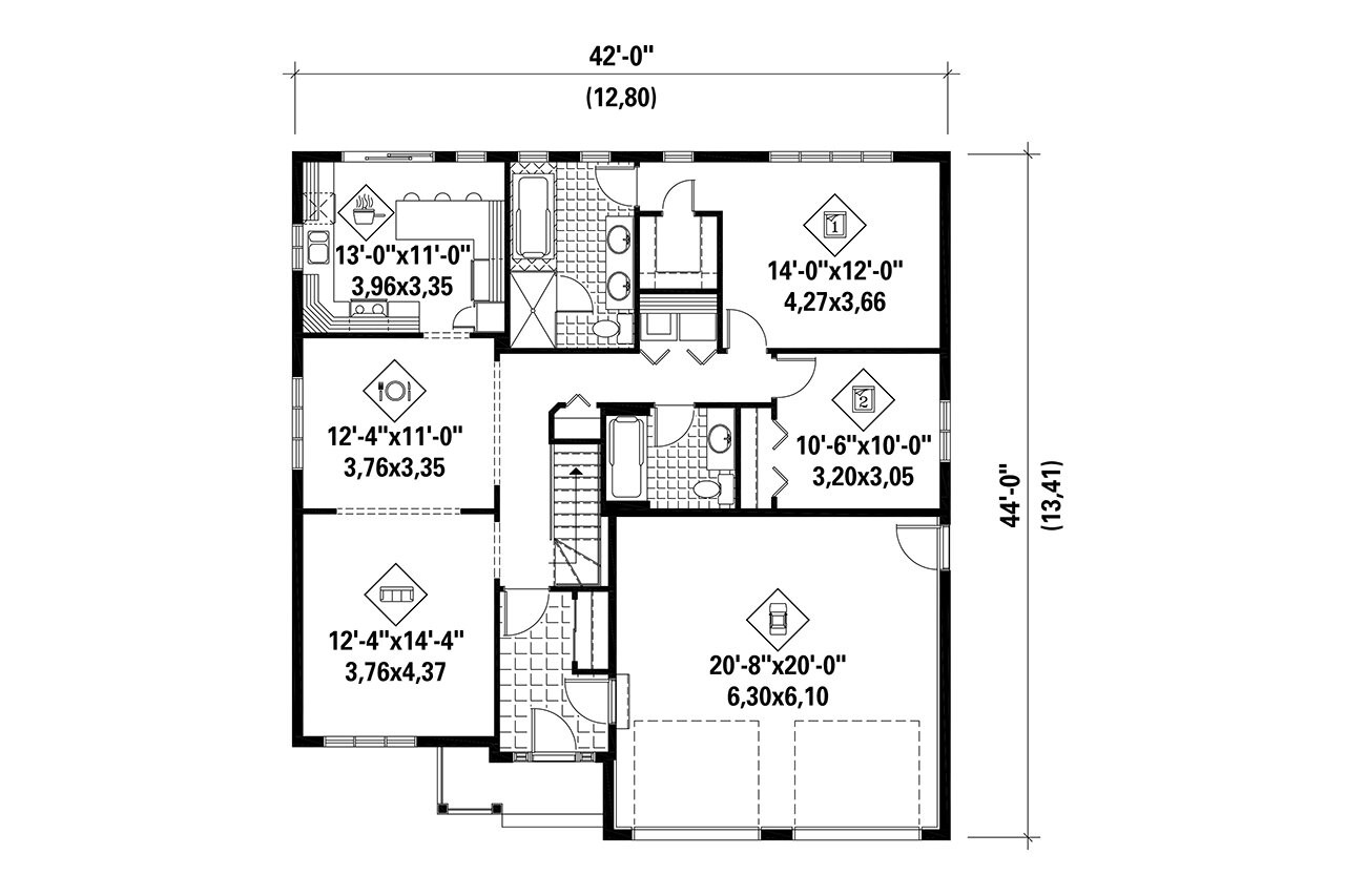 Country House Plan - 21014 - 1st Floor Plan