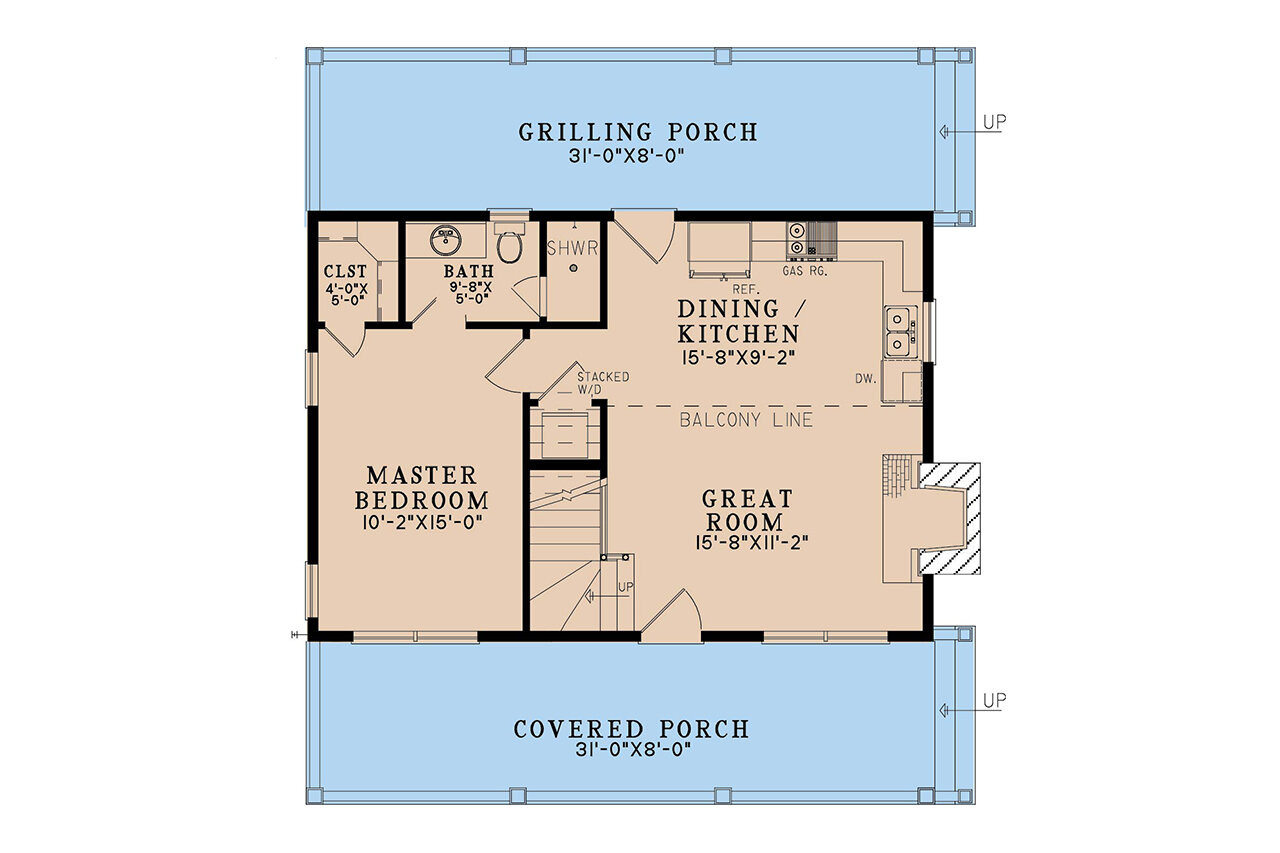 Mountain Rustic House Plan - Lost Creek Retreat 87280 - 1st Floor Plan
