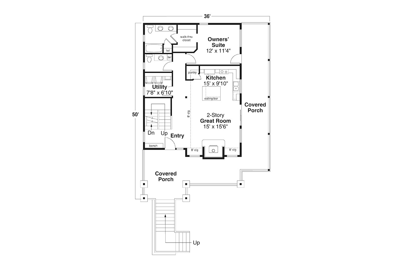 Cottage House Plan - Pinebrook 14979 - 1st Floor Plan