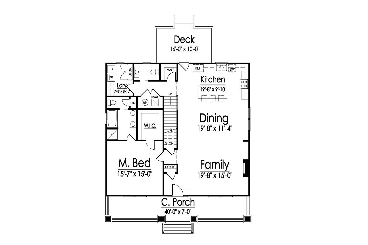 Bungalow House Plan - 39807 - 1st Floor Plan