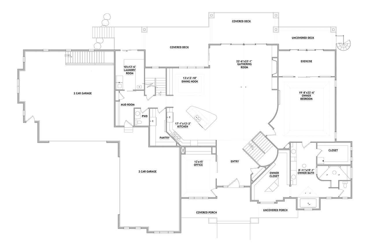 Mountain Rustic House Plan - Chatwin Midway 52856 - 1st Floor Plan