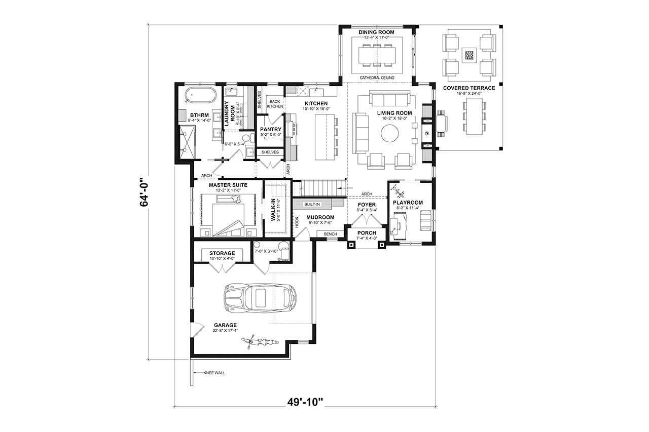French Country House Plan - Simone 51851 - 1st Floor Plan