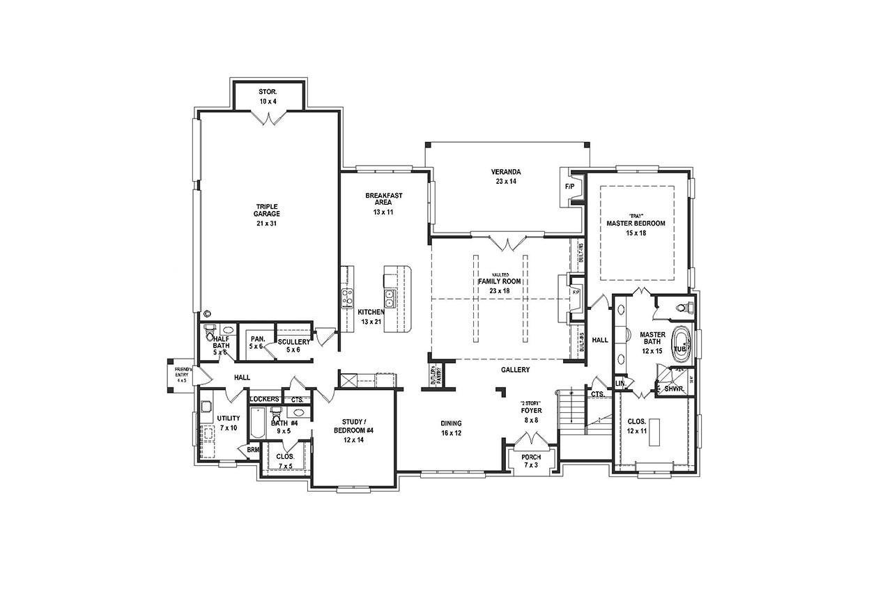 French Country House Plan - 49623 - 1st Floor Plan