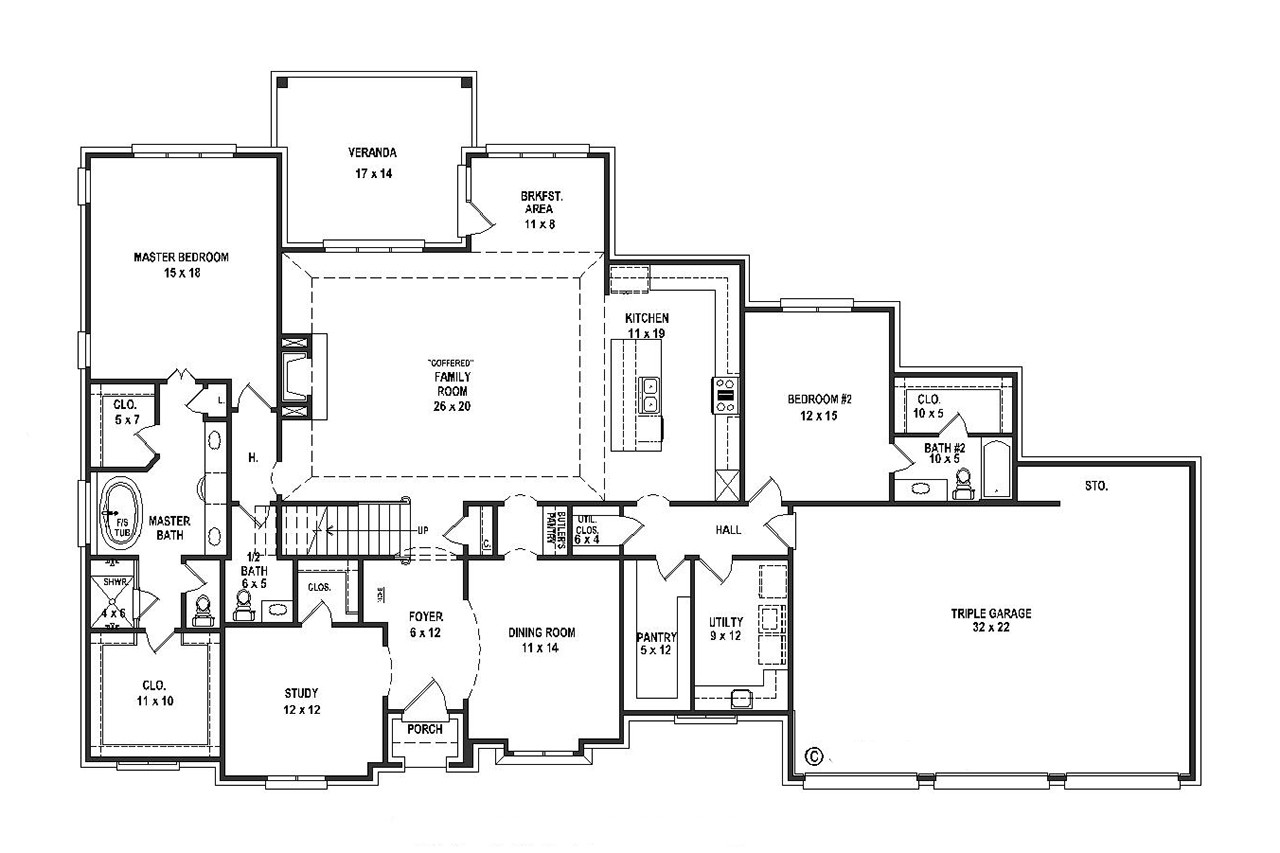 French Country House Plan - 90283 - 1st Floor Plan