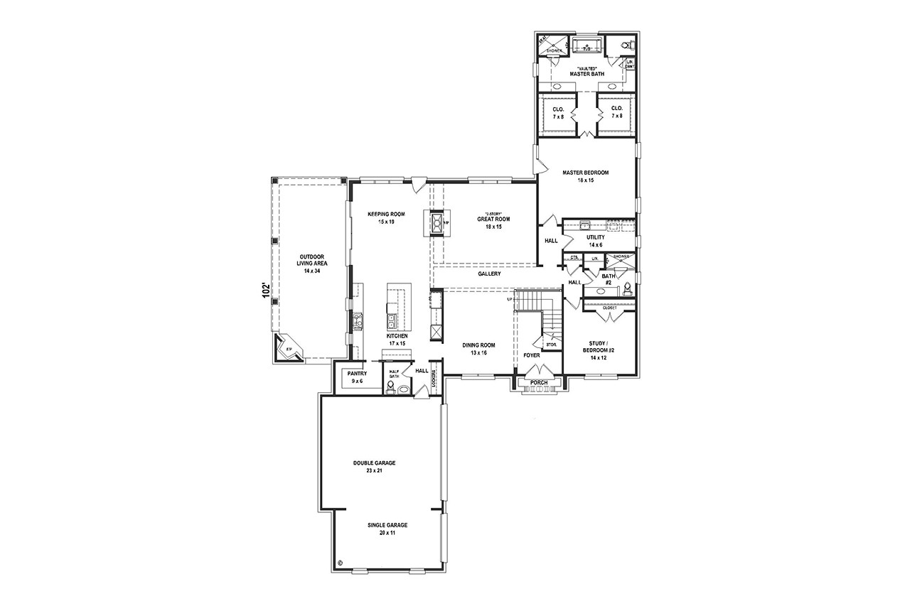French Country House Plan - 35979 - 1st Floor Plan