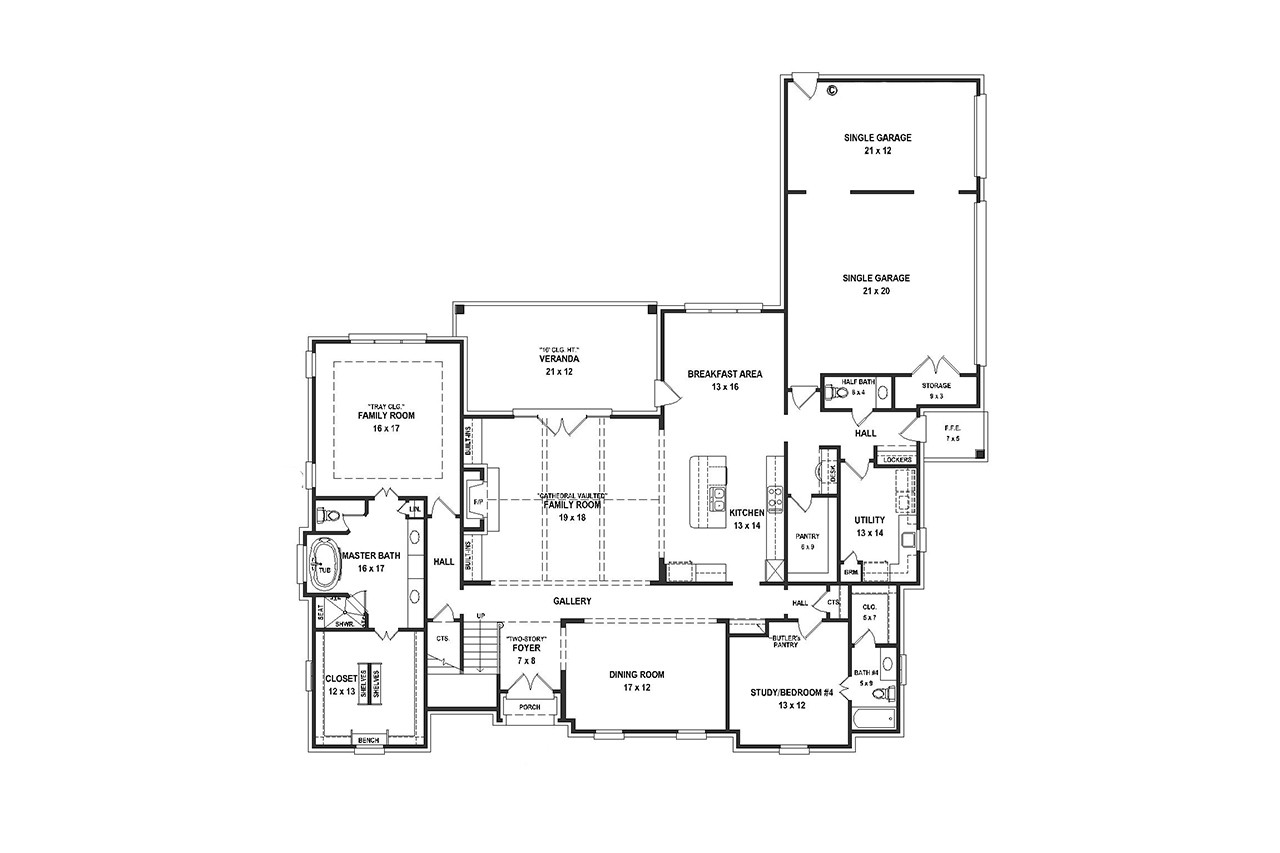 French Country House Plan - 70636 - 1st Floor Plan