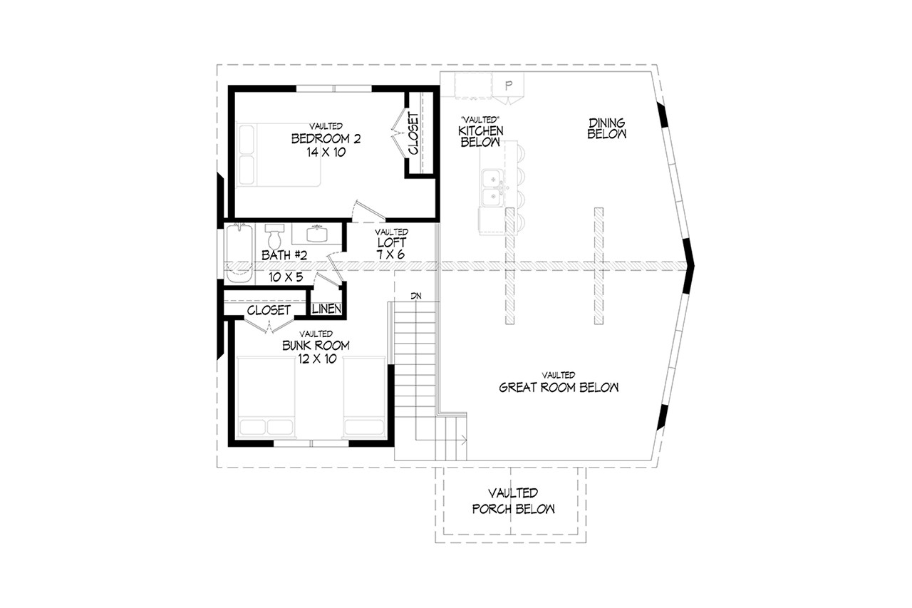 Craftsman House Plan - Little Pine Haven Lookout 25065 - 1st Floor Plan