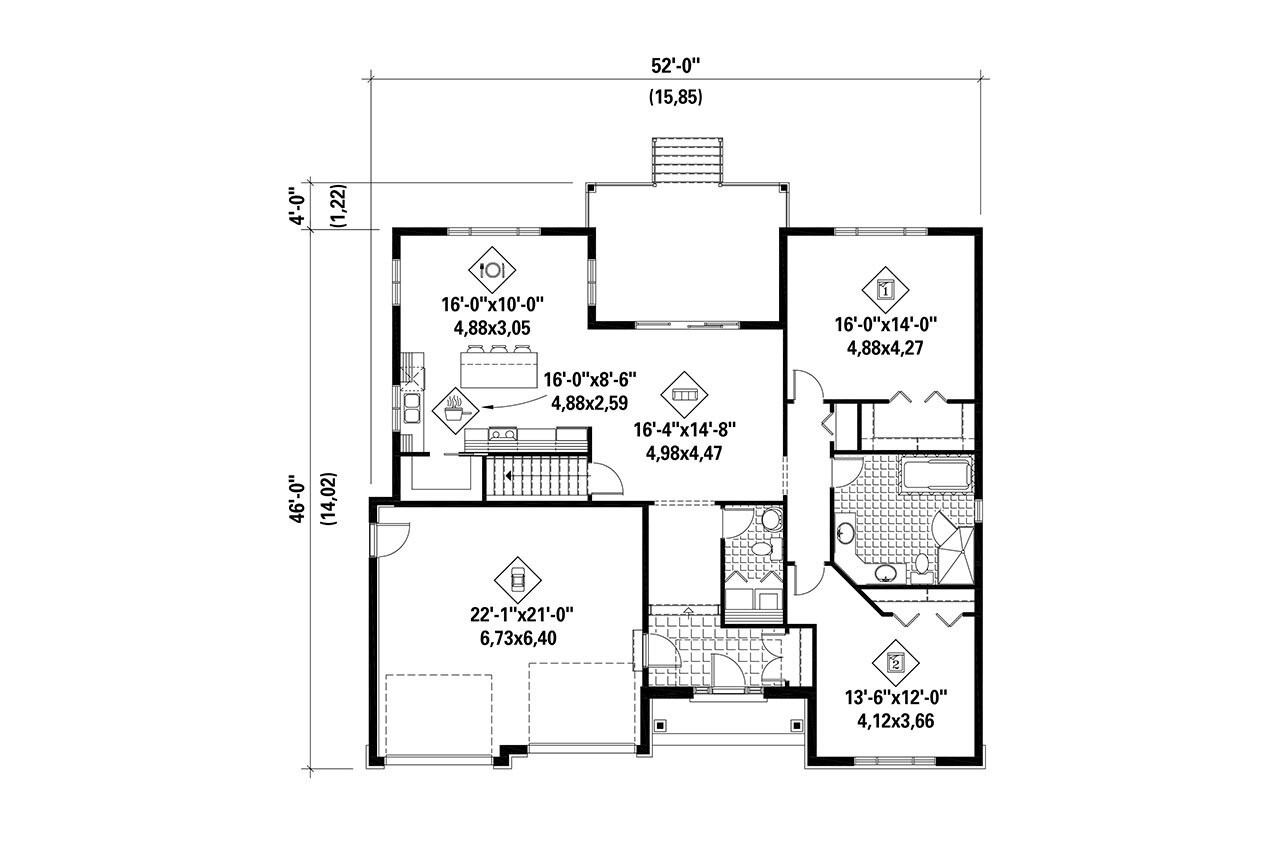 European House Plan - 88796 - 1st Floor Plan