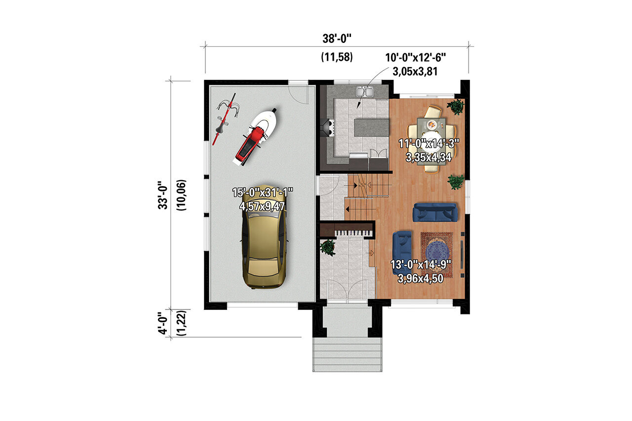 Modern House Plan - 38618 - 1st Floor Plan