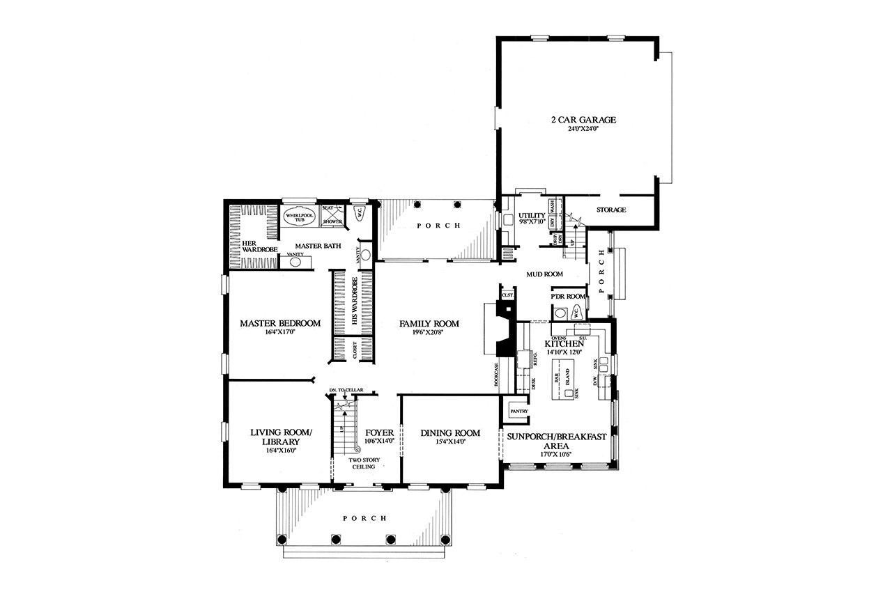 Colonial House Plan - Fairfax 49143 - 1st Floor Plan