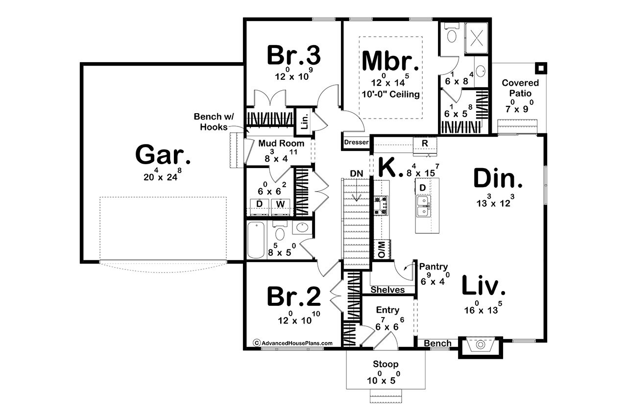 Cottage House Plan - Bauman 55220 - 1st Floor Plan