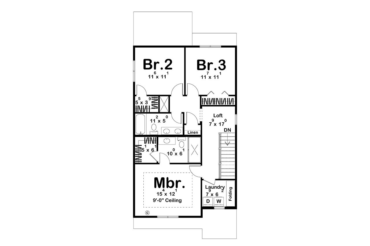 Traditional House Plan - Beckford 33998 - 2nd Floor Plan