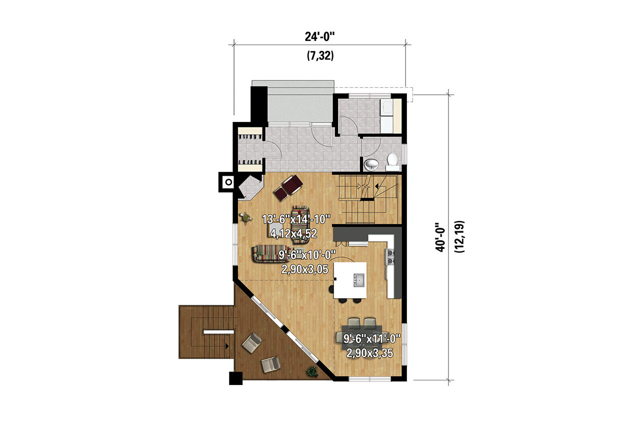Modern House Plan - 40538 - 1st Floor Plan
