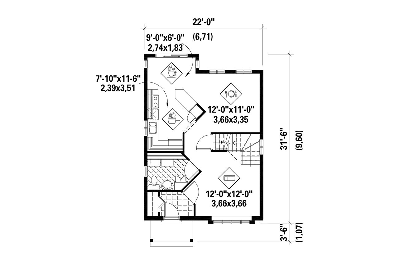 European House Plan - 99246 - 1st Floor Plan