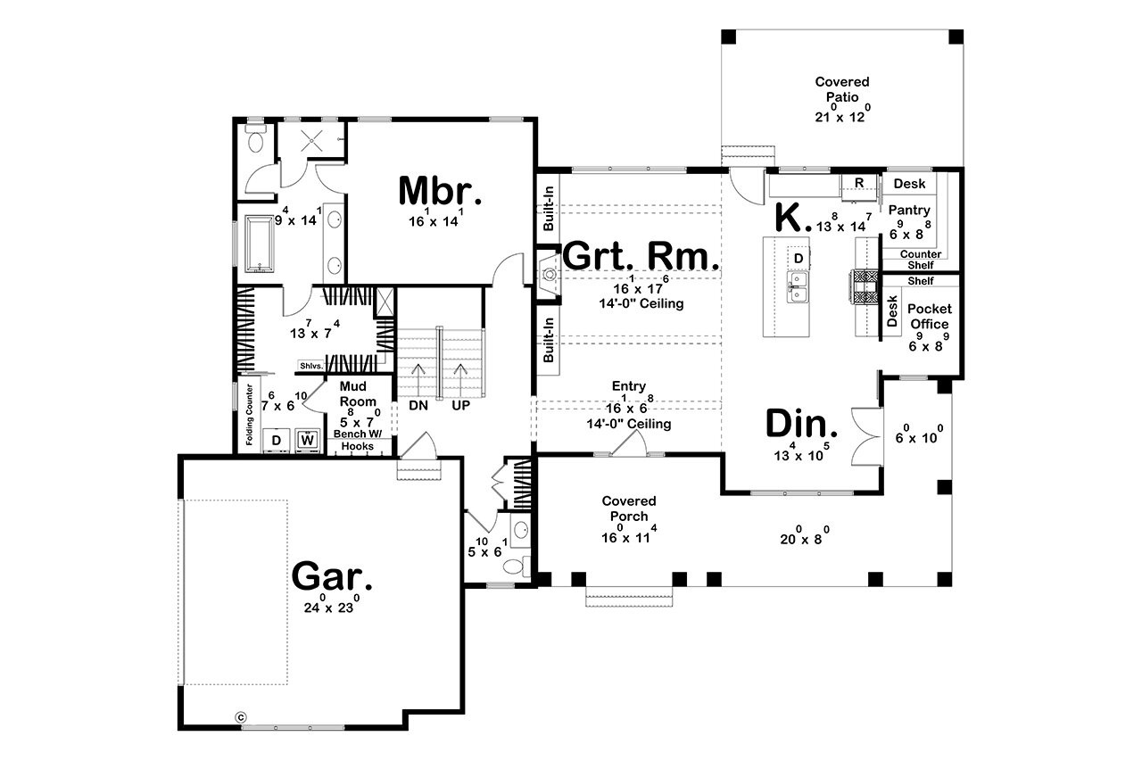 Farmhouse House Plan - Brinkman 77005 - 1st Floor Plan