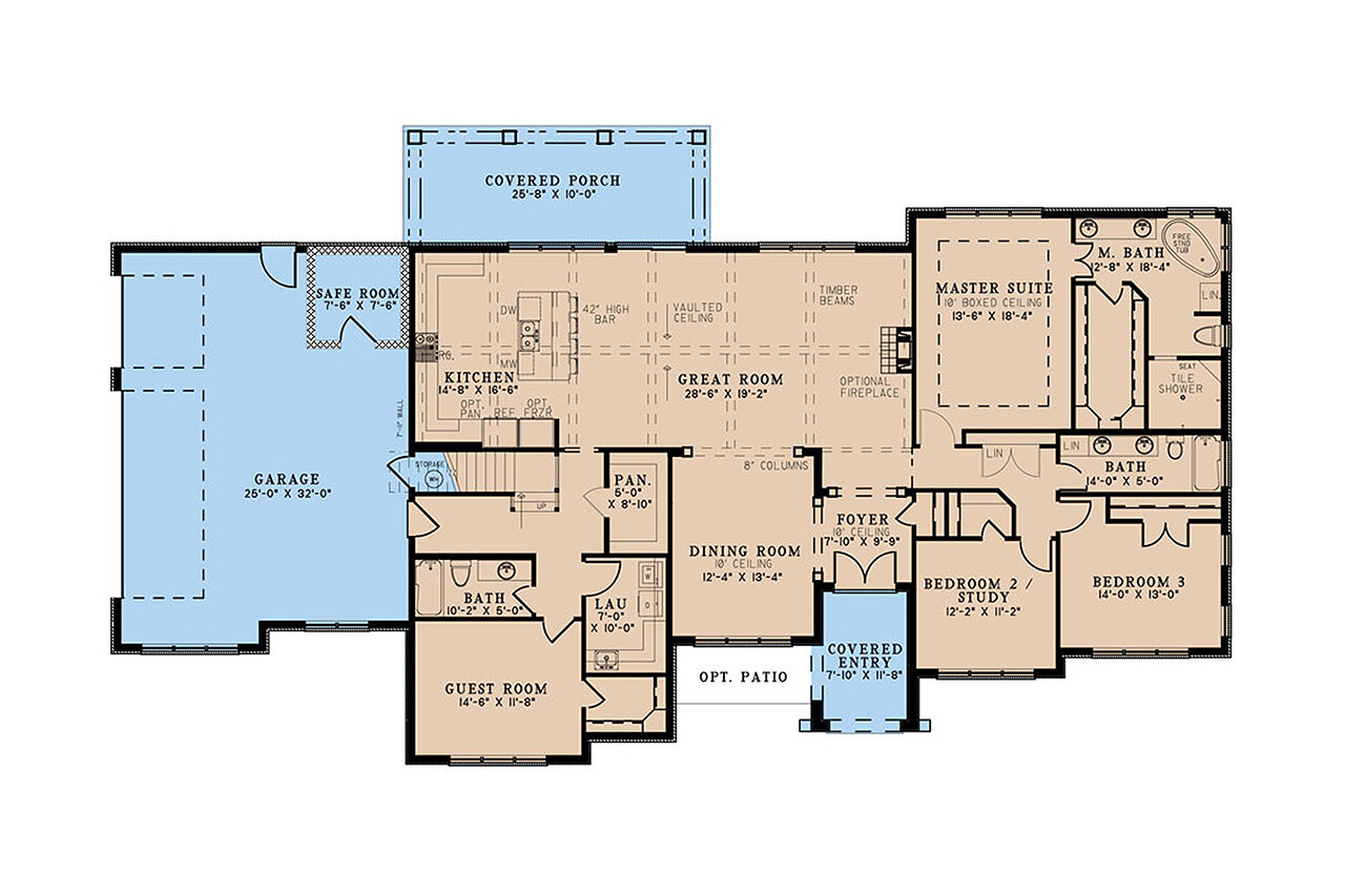 European House Plan - Woodland Winds 48262 - 1st Floor Plan