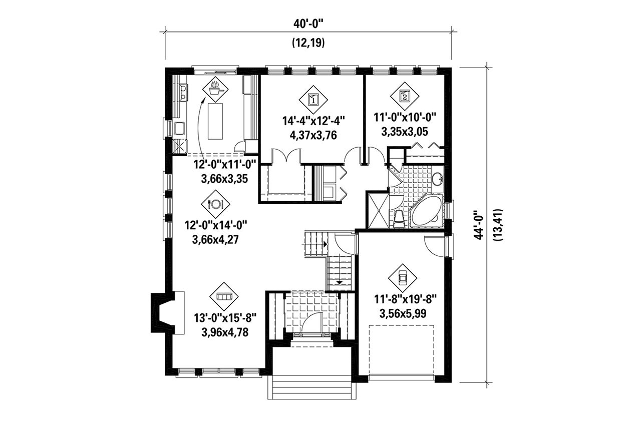 Modern House Plan - 91457 - 1st Floor Plan