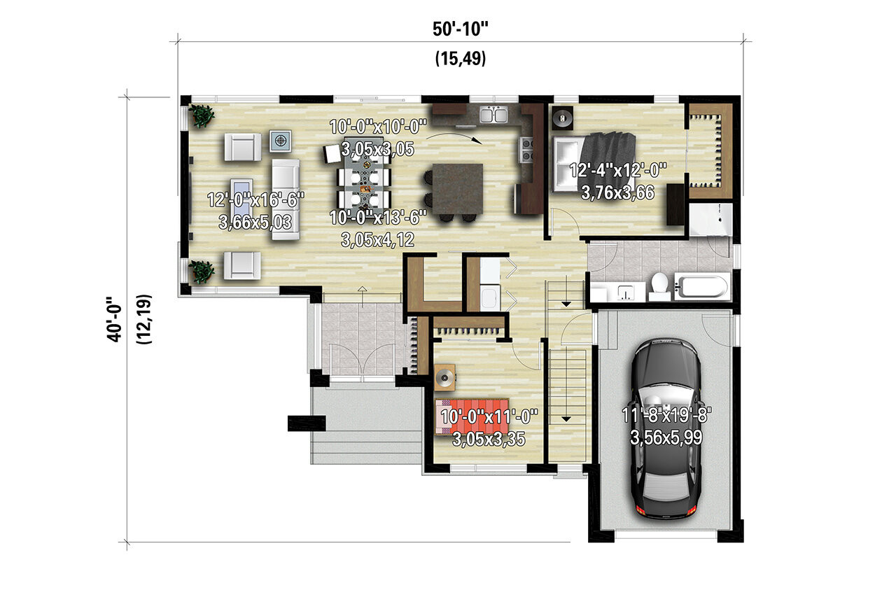 Modern House Plan - 45287 - 1st Floor Plan