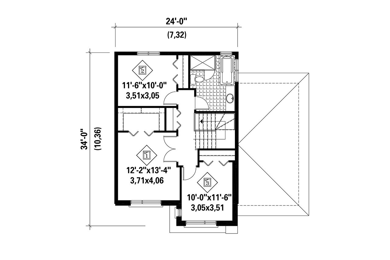 Secondary Image - Modern House Plan - 52848 - 2nd Floor Plan