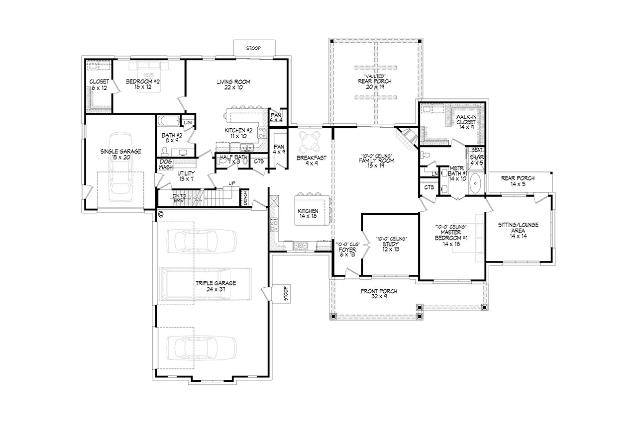 Traditional House Plan - Buckhead Creek II 99228 - 1st Floor Plan