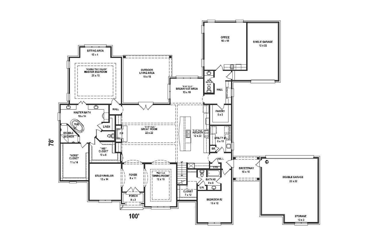 French Country House Plan - 47222 - 1st Floor Plan