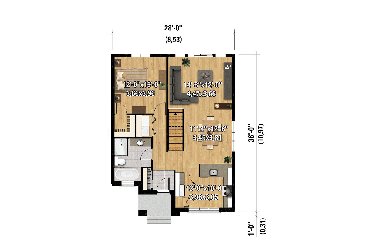 Modern House Plan - 47527 - 1st Floor Plan
