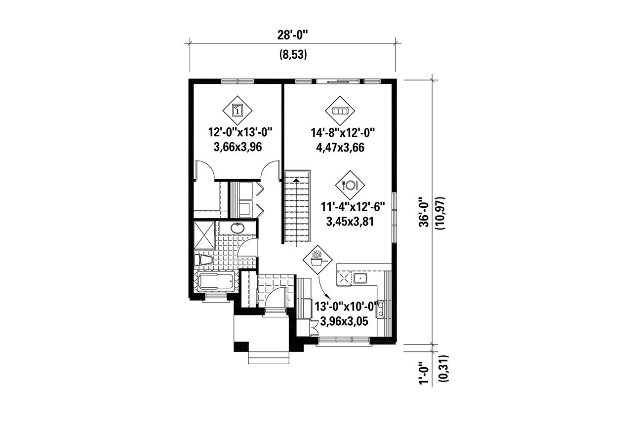 Modern House Plan - 88136 - 1st Floor Plan