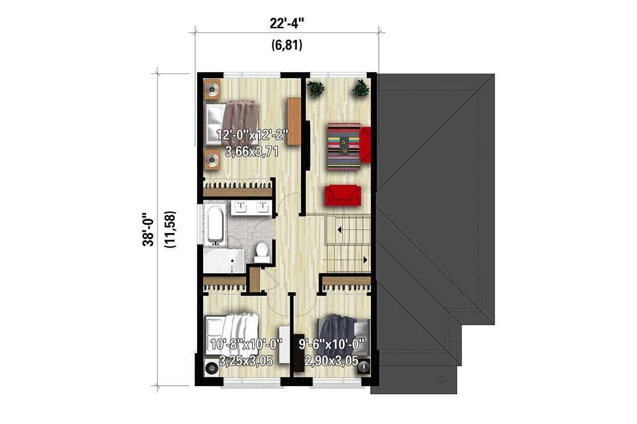 Secondary Image - Modern House Plan - 98778 - 2nd Floor Plan