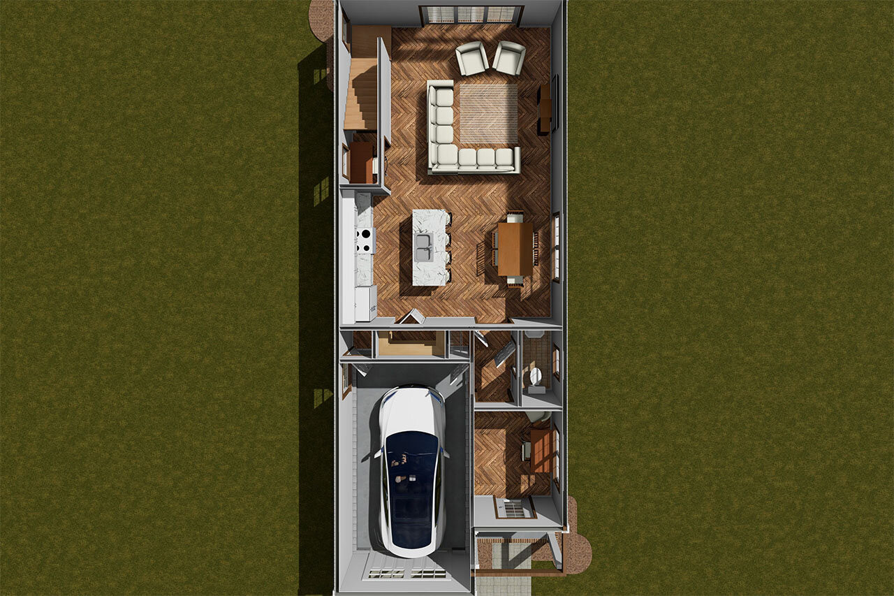 Cottage House Plan - Plan 98990 - Aerial 1st Floor Plan - 