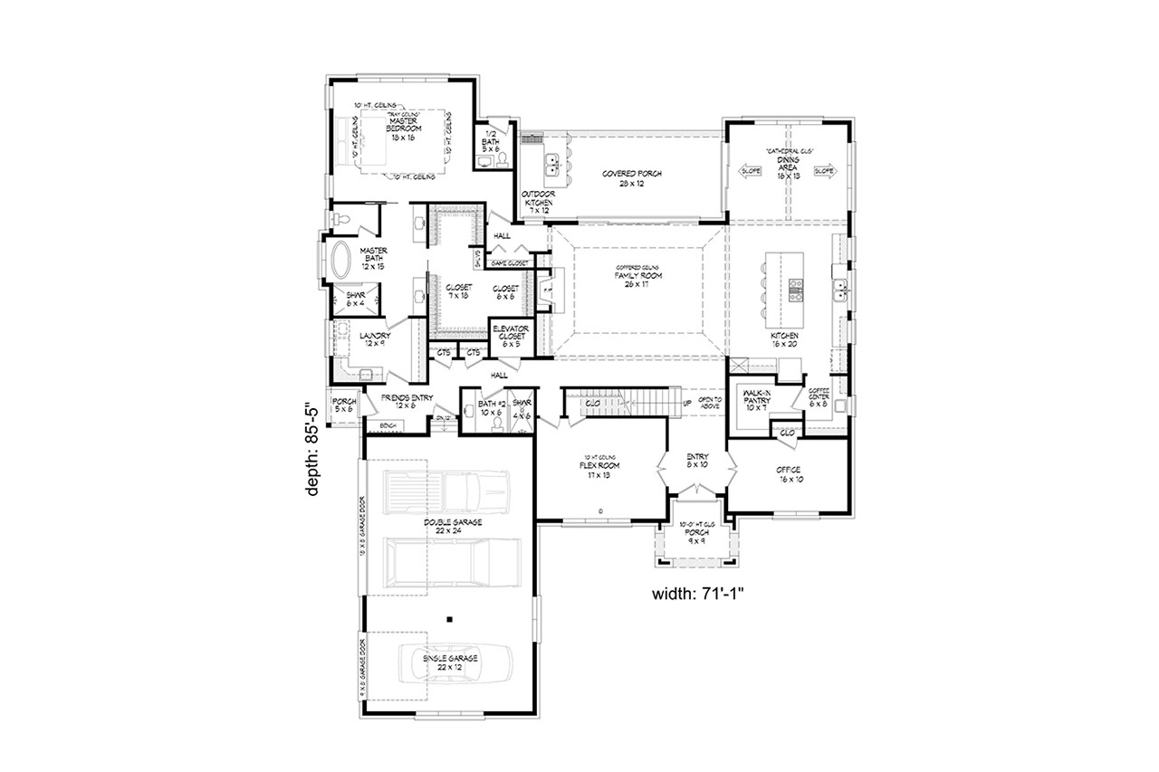 French Country House Plan - Spence Place 59439 - 1st Floor Plan