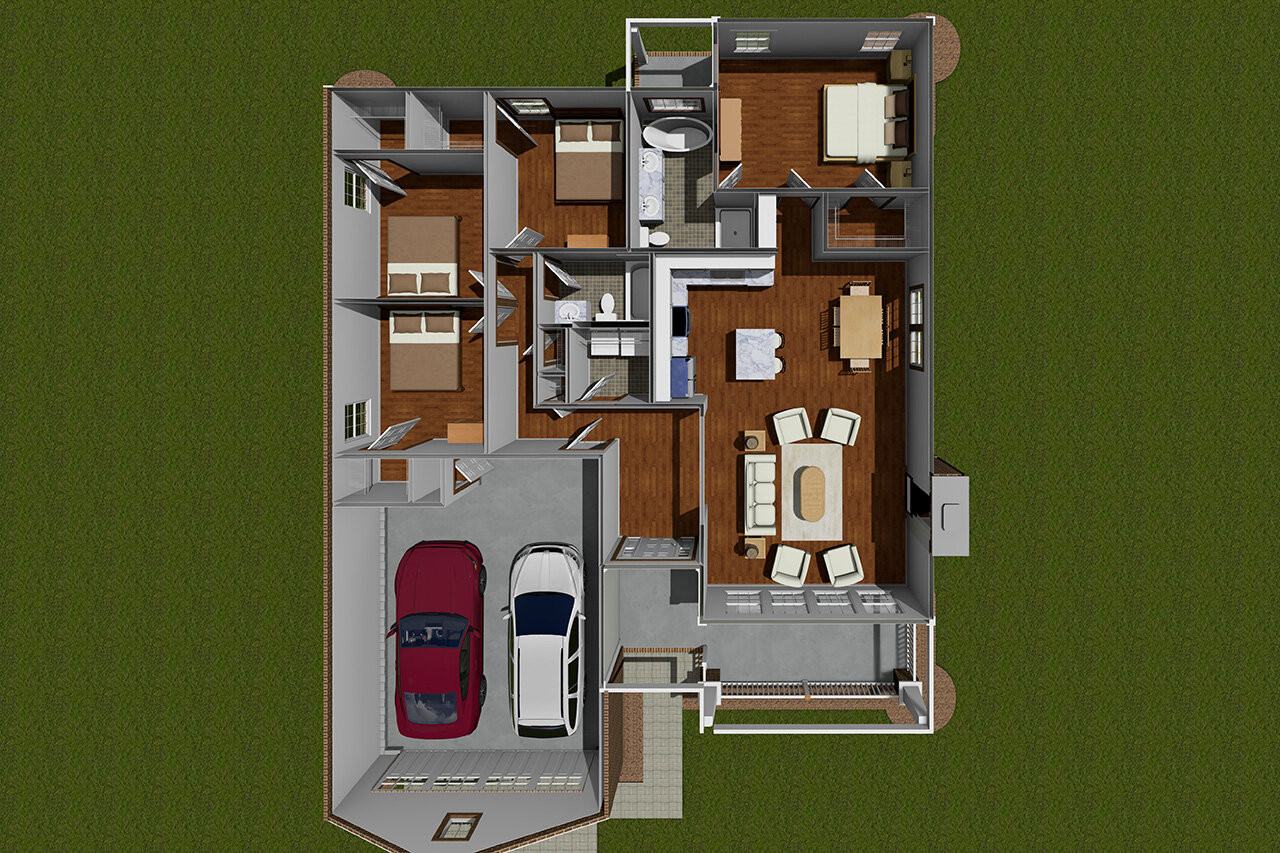 Craftsman Style House Plan - Lawndale 80390 - 1st Floor Plan Dollhouse - 