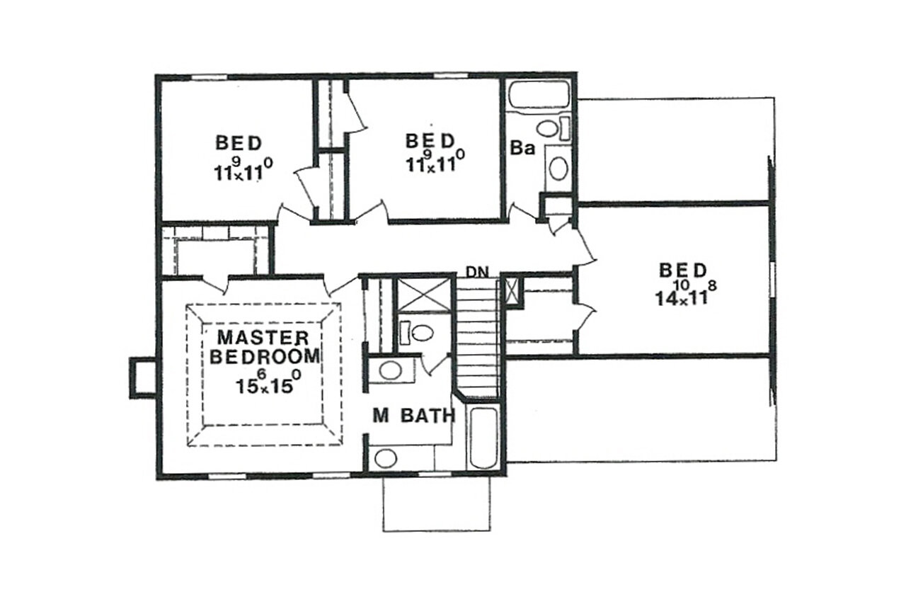 Secondary Image - Colonial House Plan - 39172 - 2nd Floor Plan