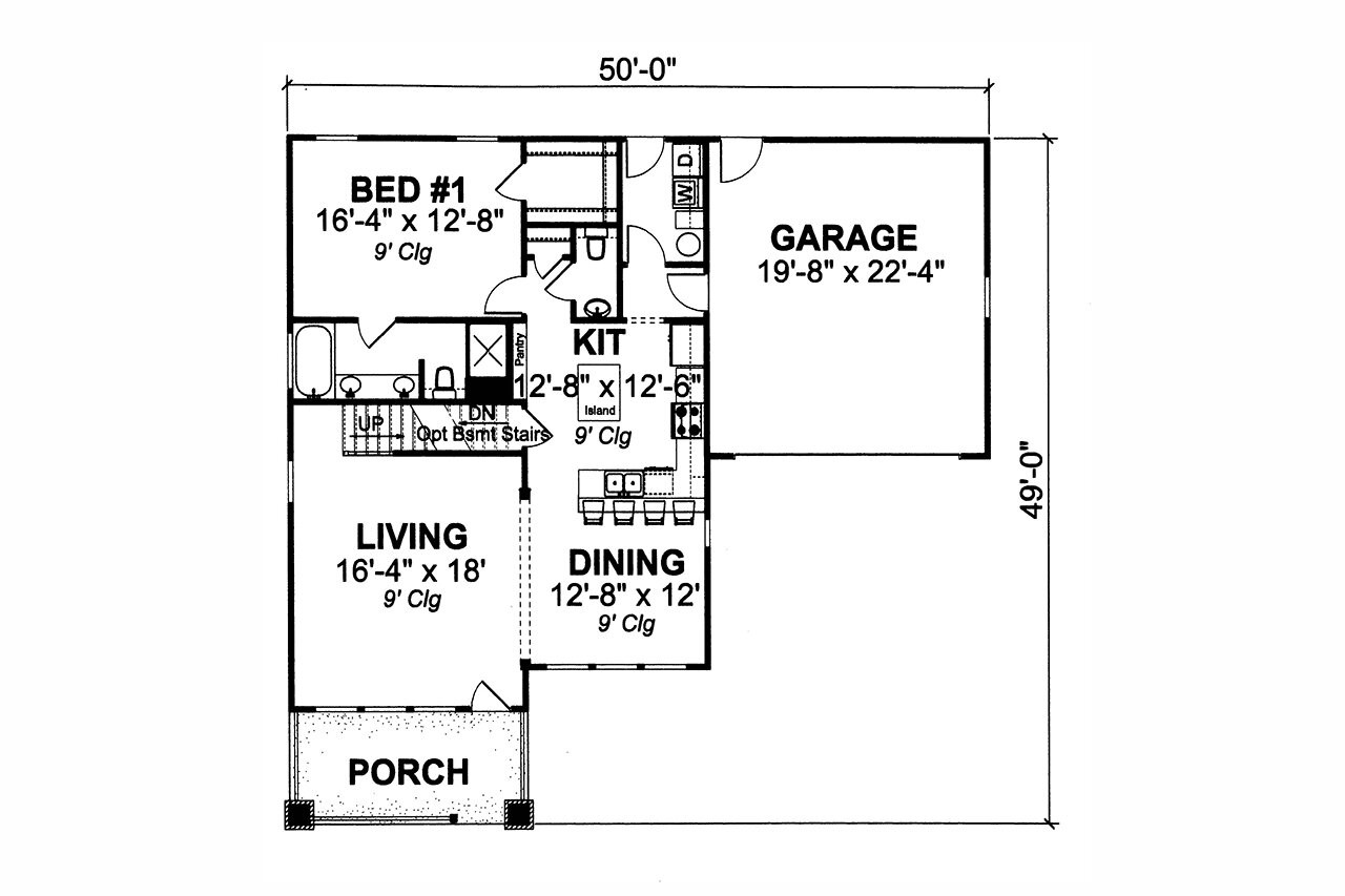 Craftsman House Plan - Jeffers 49056 - 1st Floor Plan
