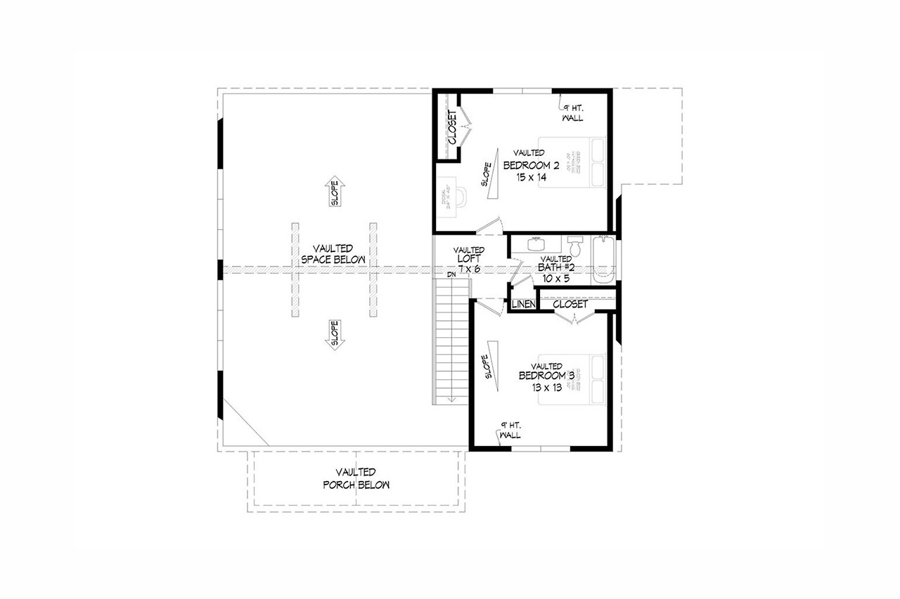 Secondary Image - Lodge Style House Plan - Pine Haven Creek 3 61067 - 2nd Floor Plan