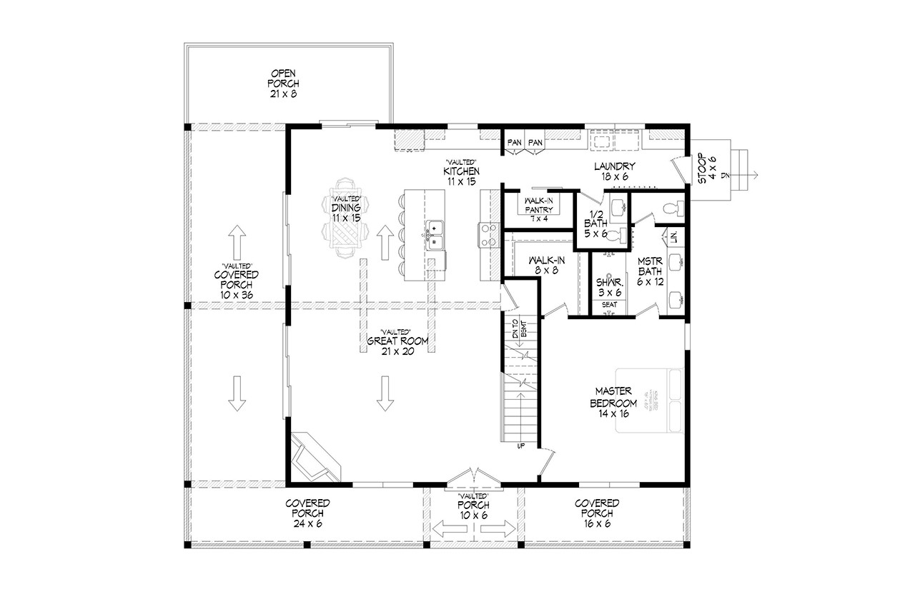 Lodge Style House Plan - Shady Pinehaven Lakeshore 19476 - 1st Floor Plan