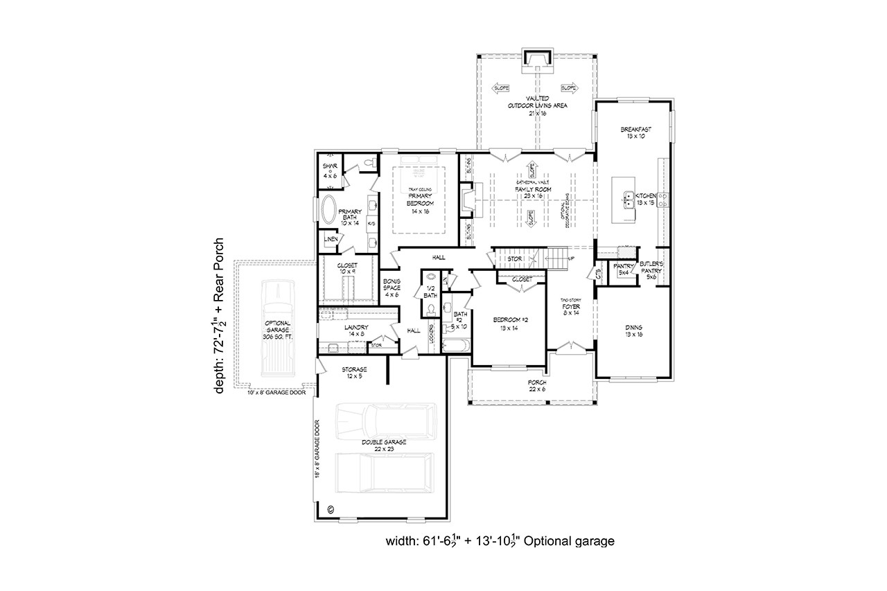 European House Plan - Graham Elev-B 42349 - 1st Floor Plan