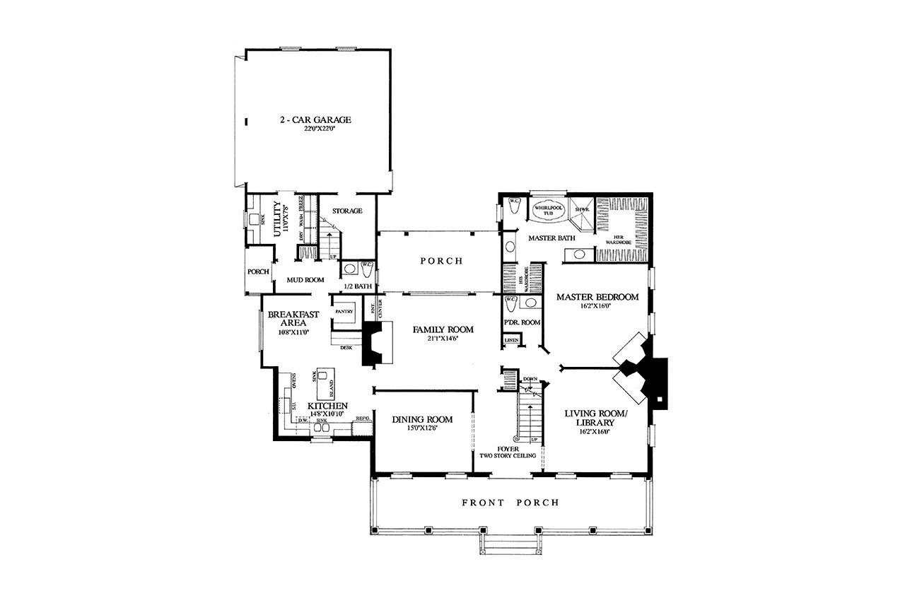 Southern House Plan - Sunnyside 68405 - 1st Floor Plan