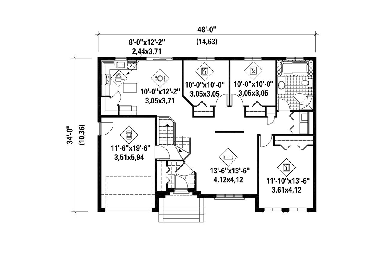European House Plan - 73417 - 1st Floor Plan