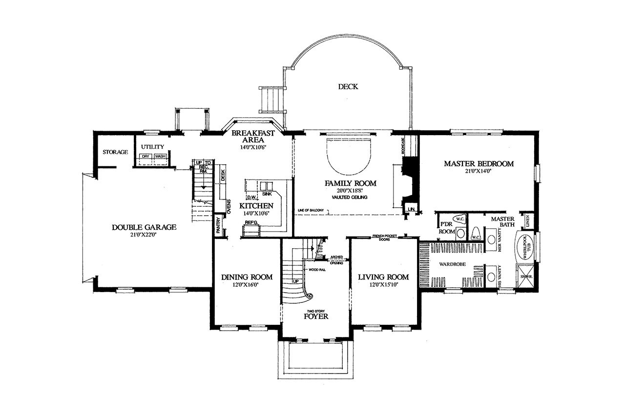 Southern House Plan - Twin Oaks 45119 - 1st Floor Plan