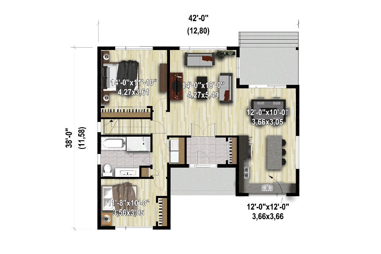 Modern House Plan - 15626 - 1st Floor Plan