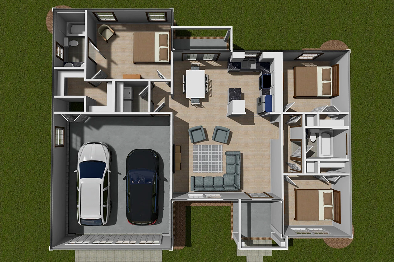 Traditional House Plan - Dexter 71424 - 1st Floor Plan Dollhouse - 