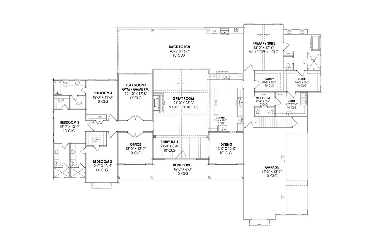 Farmhouse House Plan - 54898 - 1st Floor Plan