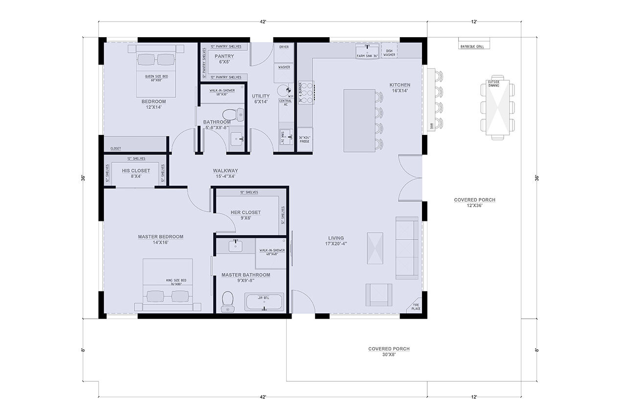 Modern House Plan - Grace 92430 - 1st Floor Plan