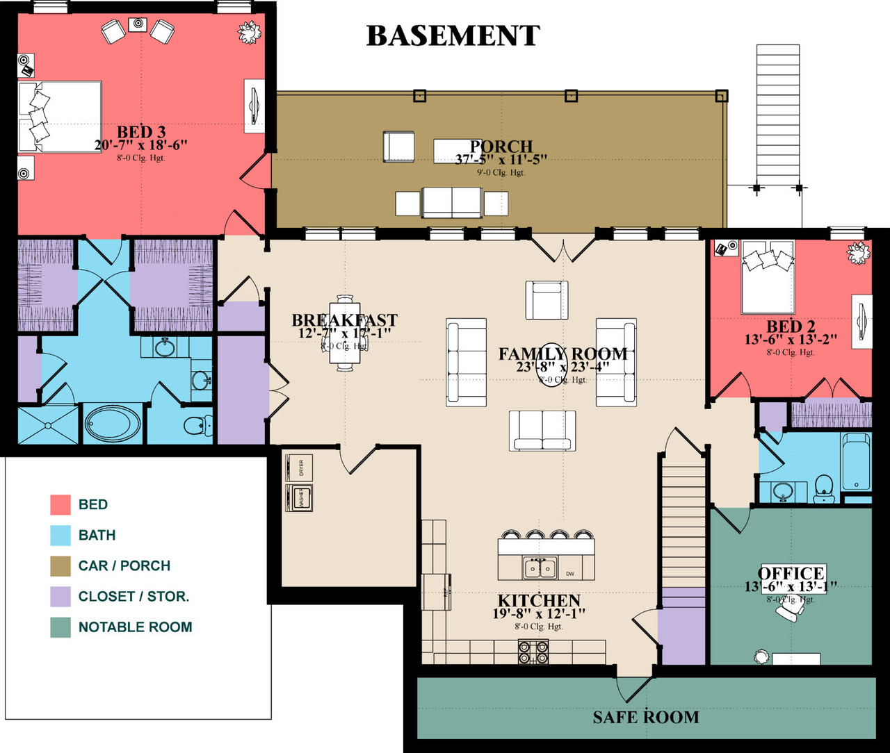 Secondary Image - Country House Plan - Bragg 58457 - Basement Floor Plan