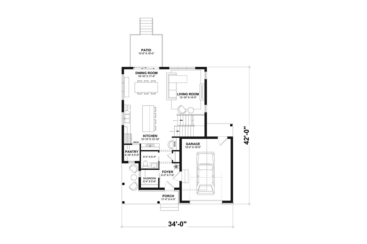Craftsman House Plan - Fabien 2 80037 - 1st Floor Plan