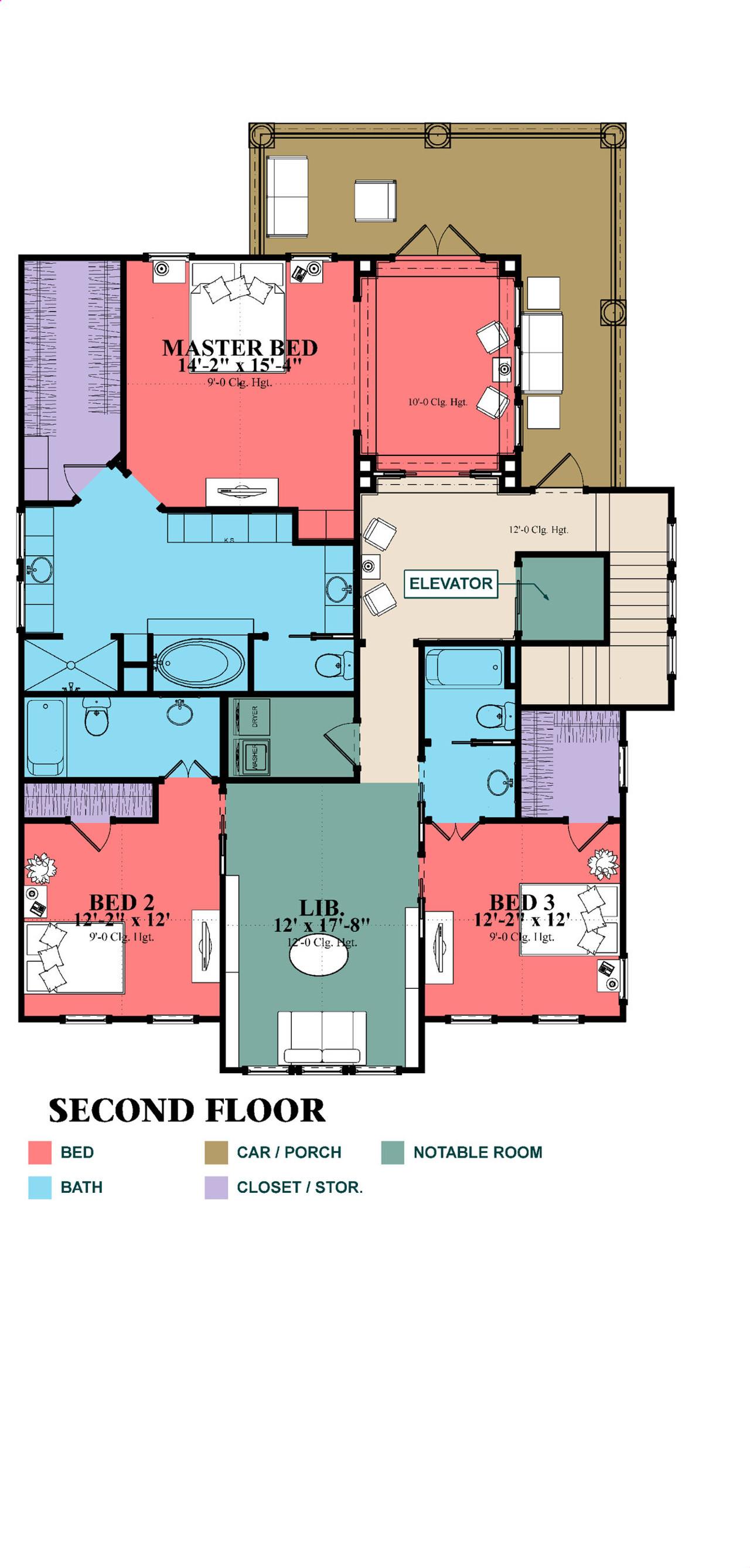 Secondary Image - Colonial House Plan - Pennington 24942 - 2nd Floor Plan
