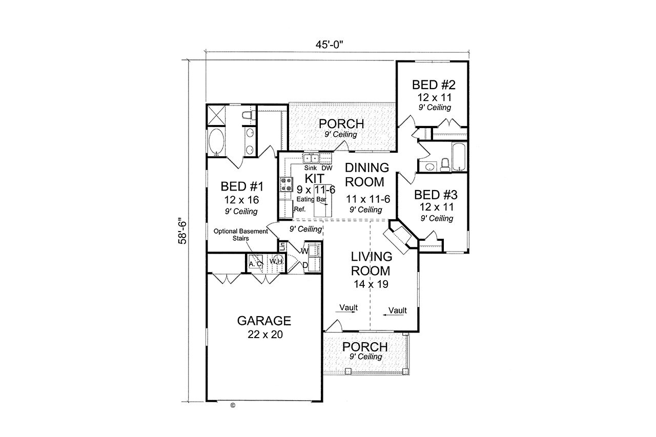Craftsman House Plan - Davenport 83880 - 1st Floor Plan