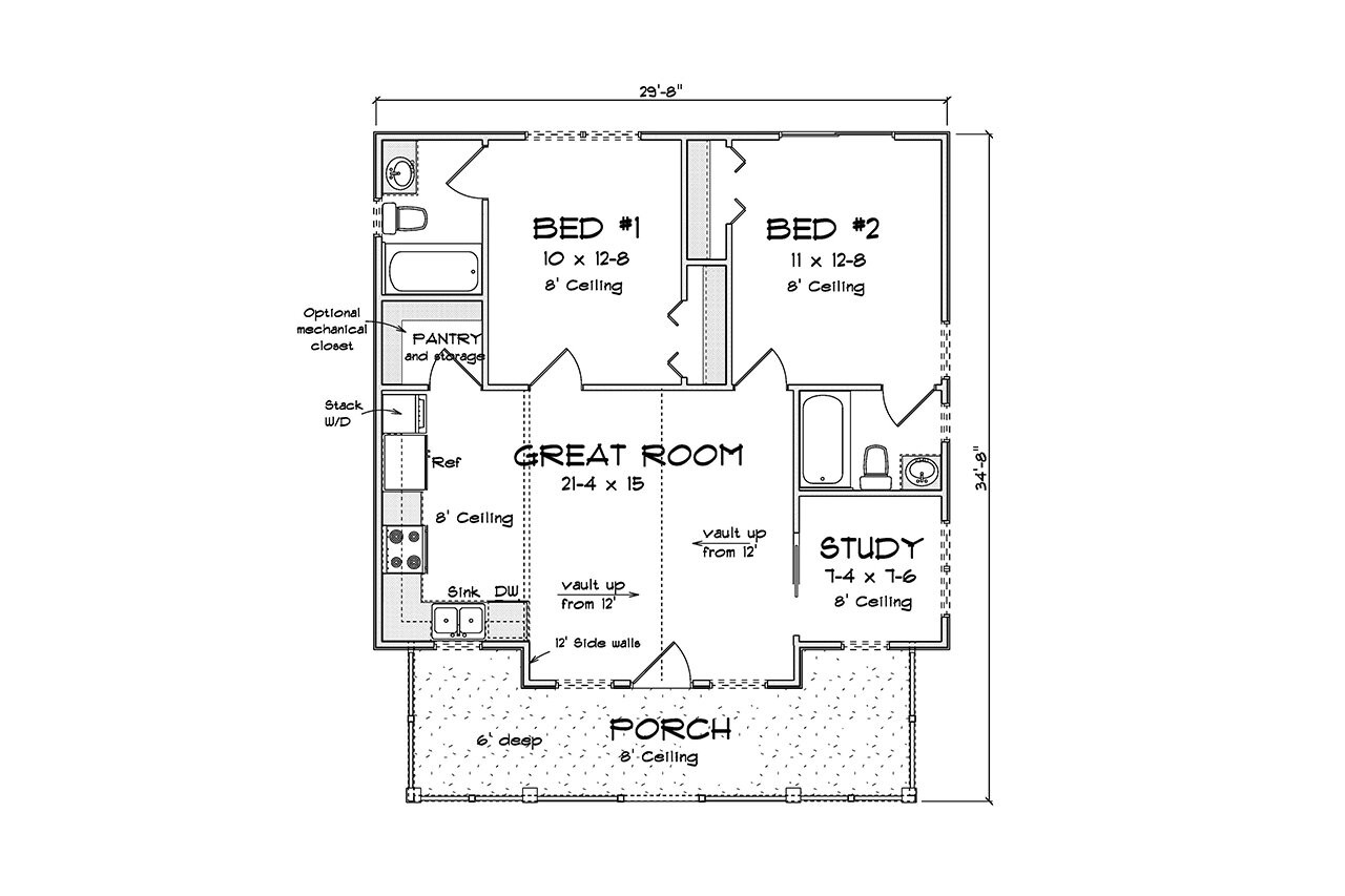 Cottage House Plan - 44567 - 1st Floor Plan